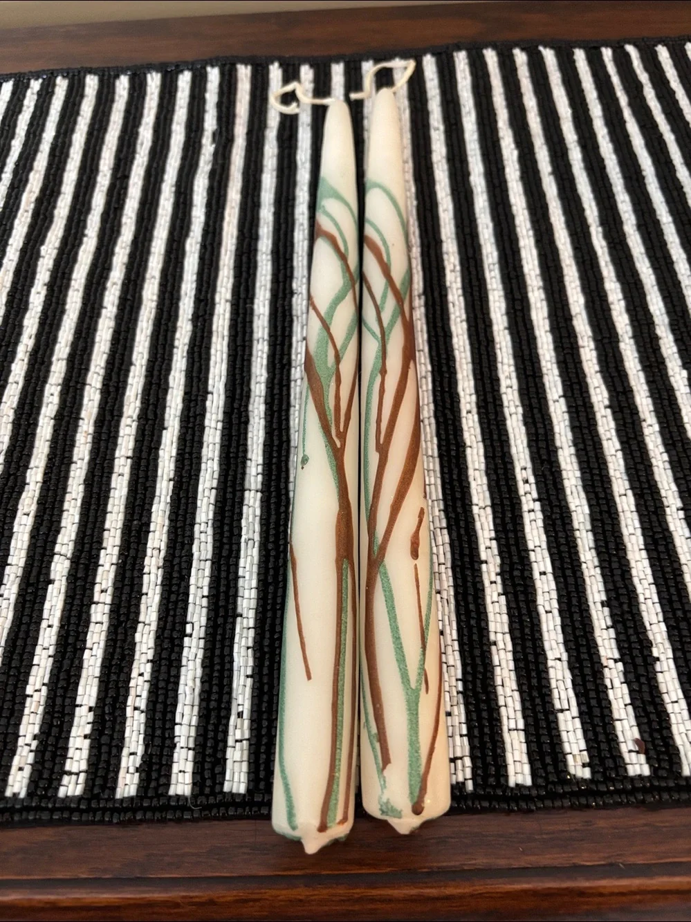 Set of 2 hand-painted taper candles